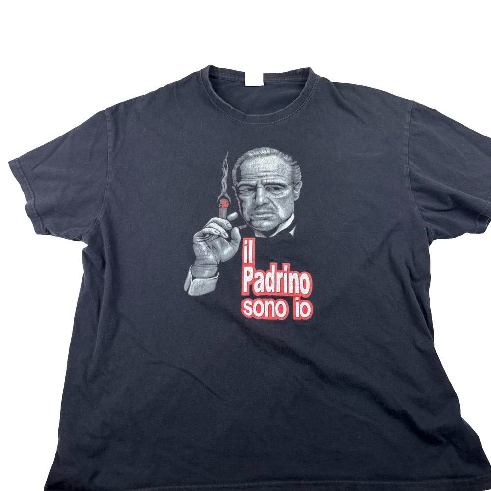 VTG Y2K God Father Il Padrino Sono Io JHK Tsra T-Shirt Women's 2XL Black Cotton